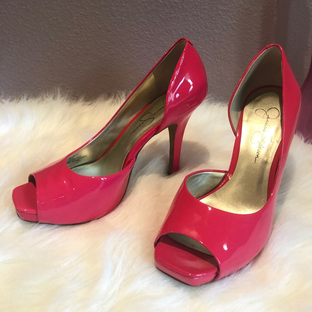 Jessica Simpson Hot Fuchsia Josette patent pump heel. Barbie season! - Picture 4 of 4